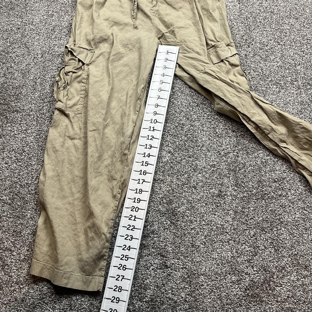 Athleta Pants Womens Large Tan Cargo Drawstring Wide Leg Relaxed Fit Casual - Picture 4 of 8
